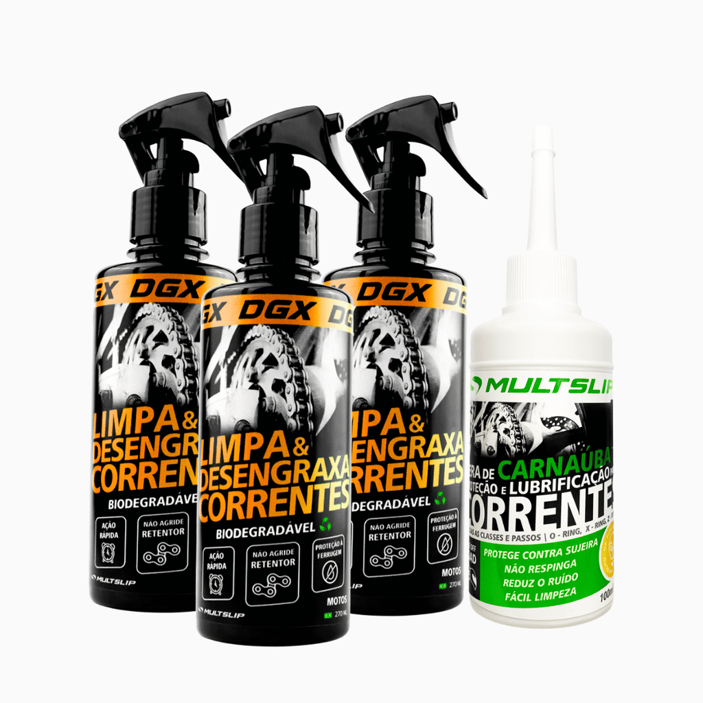 Leve 4 Pague 3 | Kit 3 Desengraxantes para Correntes + 1 Cera grátis